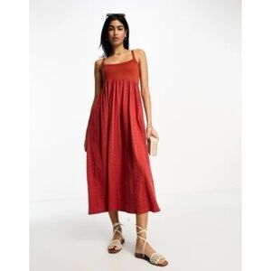 ASOS DESIGN Broderie and Knit Mix Midi Dress